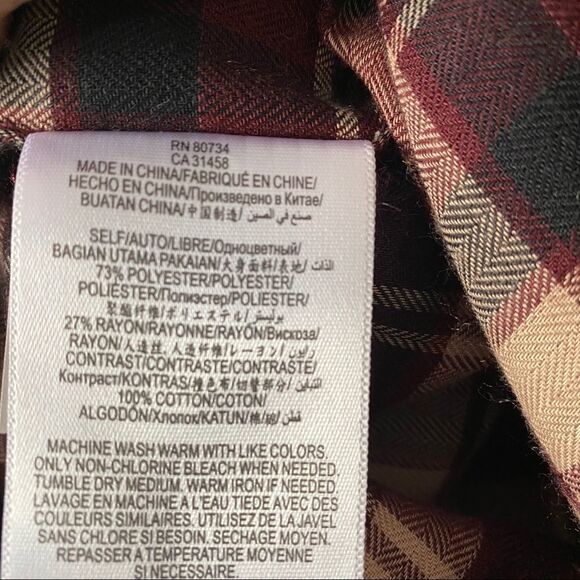 BCBG-Plaid Denim Cuff Button Down Shirt-XS - Picture 10 of 11